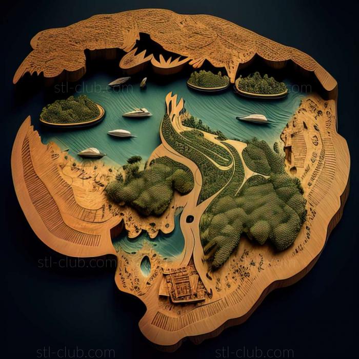 3D model Losuia Kiriwina Island in Papua New Guinea (STL)